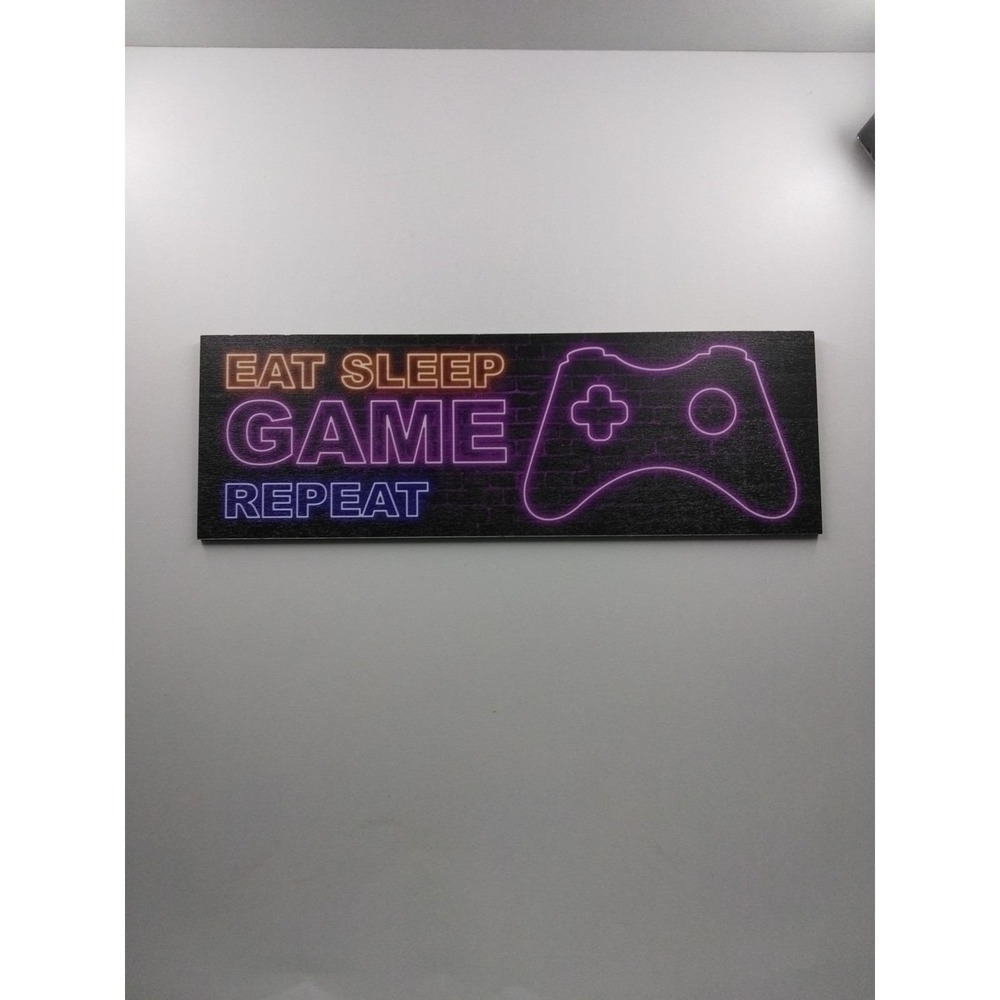 Eat Sleep Game Repeat - Wood Sign For Door Or Wall